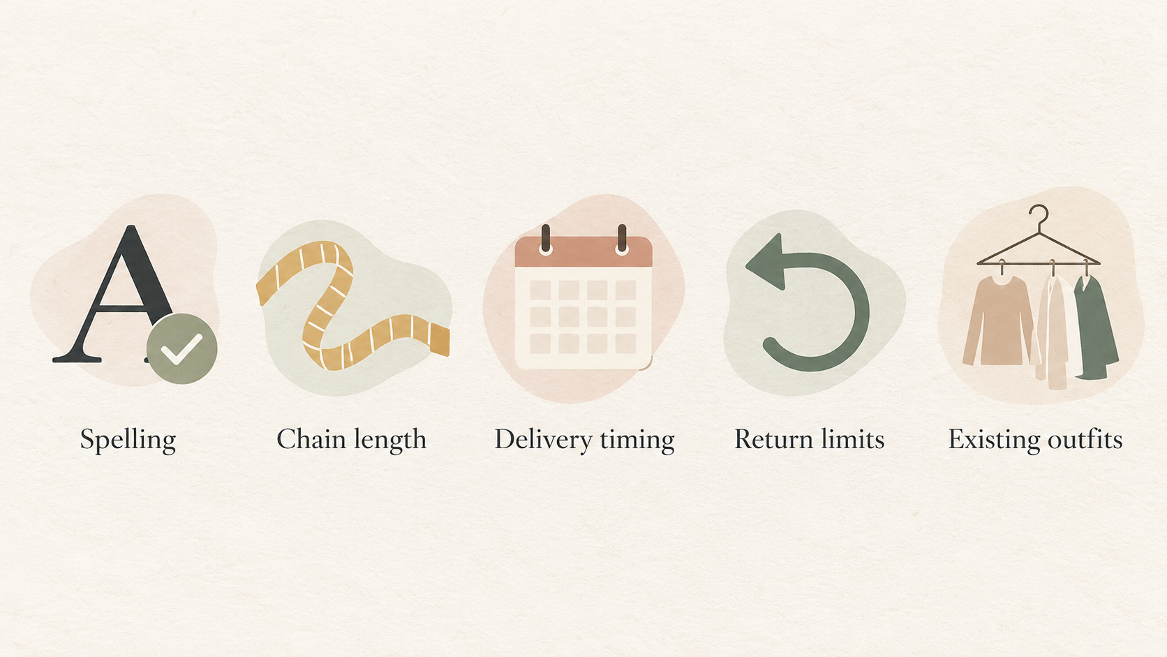 Show the two stated gift angles side by side: a personalised name or word versus a plain everyday layering chain.
