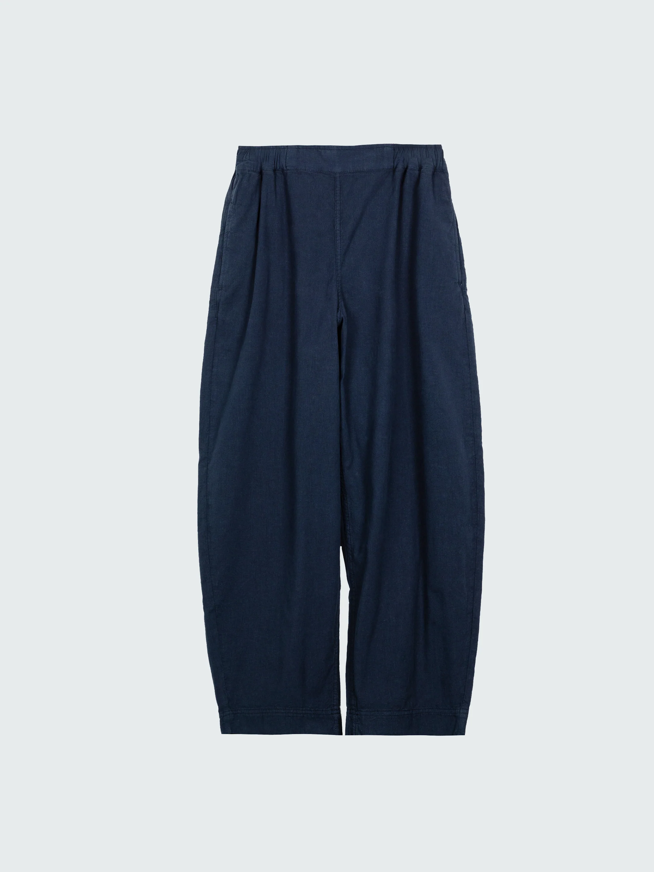 Finisterre Morva hemp barrel trouser in navy for coastal wardrobe review