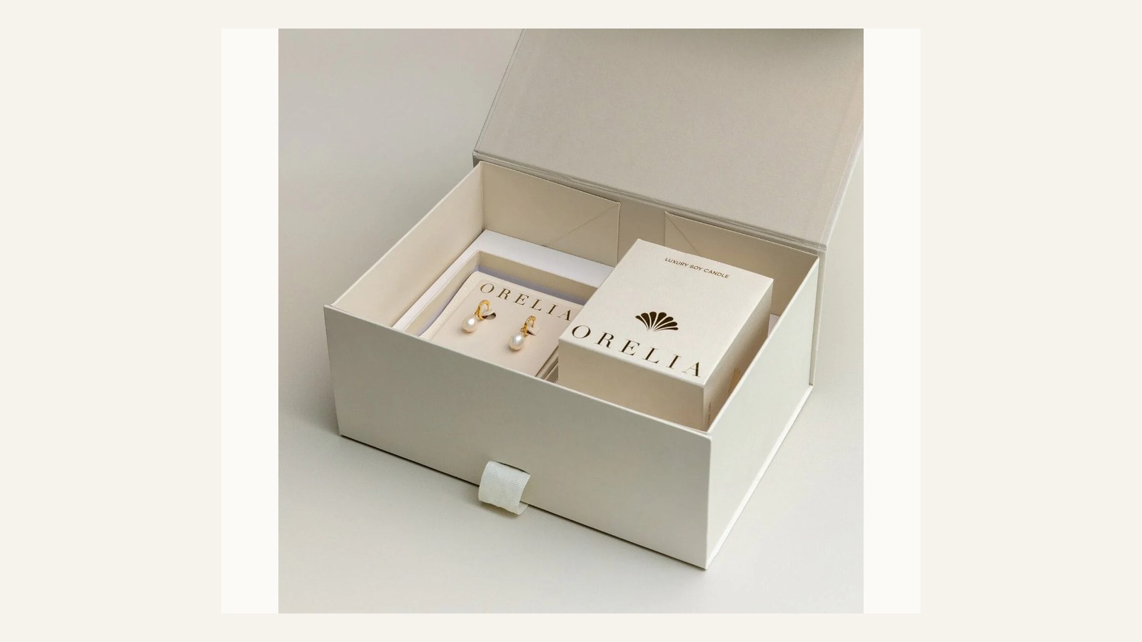 Orelia Pearl Drop Pave Huggie Hoop Earrings and Candle Gift Box